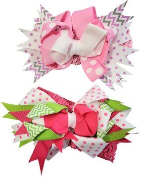 CREATIONS OF GRACE Colorful Headband Bows - Set Of 2 Infant Girl's 0+